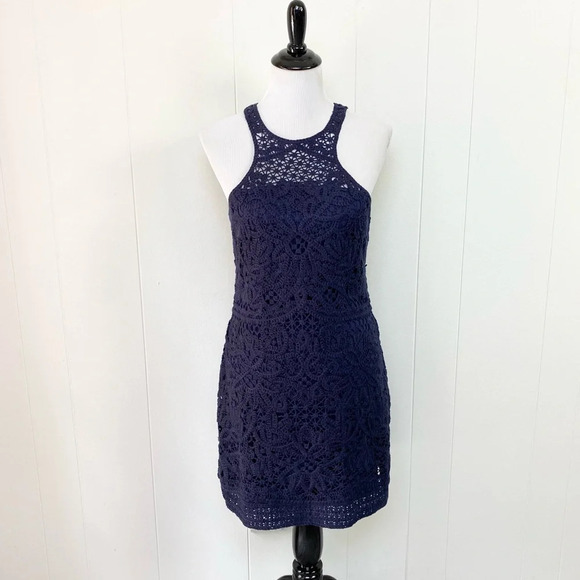 Lilly Pulitzer Dresses & Skirts - Lilly Pulitzer Jaime Knit Lace Sheath Mini Dress Women Size M Blue Sleeveless